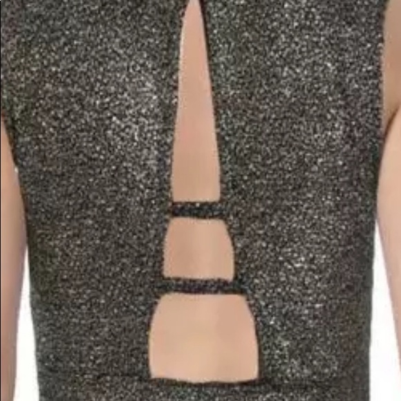 Aqua Gold Metallic Cut Out Body Con Party Dress - Picture 6 of 7